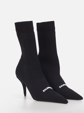 Balenciaga Black Knit Sock Stiletto Ankle Boots